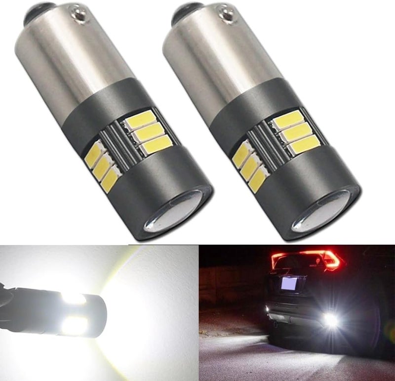 Eluseastar BA9S T4W LED Bulbs White 6000K 12V-24V 15LED SMD4014 Canbus Error Free with Projector For Car Sidelights Backup Interior Light, 2 Pack - Image 1